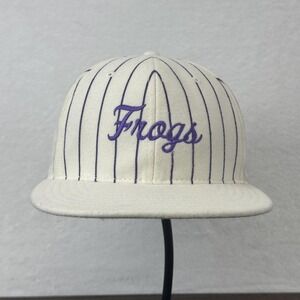 Frogs Hat Cap Strap Back White Purple Pinstripe Wool Embroidered Green Brim Mens
